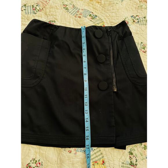 VINTAGE NINETIES 90'S ALESSANDRO DEL'ACQUA BLACK MINI SKIRT 44 MINIMALIST - Picture 4 of 5